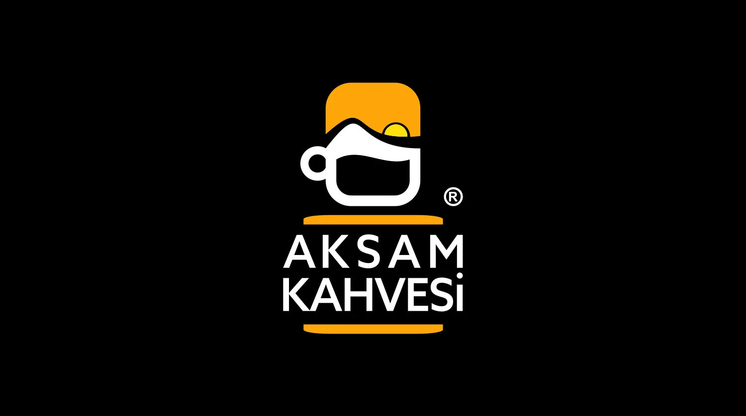 aksam kahvesi cafe logo tasarimi siyah