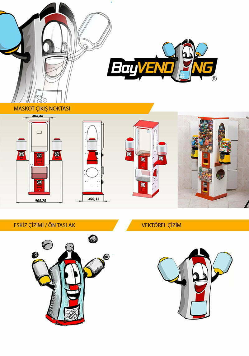 bayvending otomat maskot tasarımı