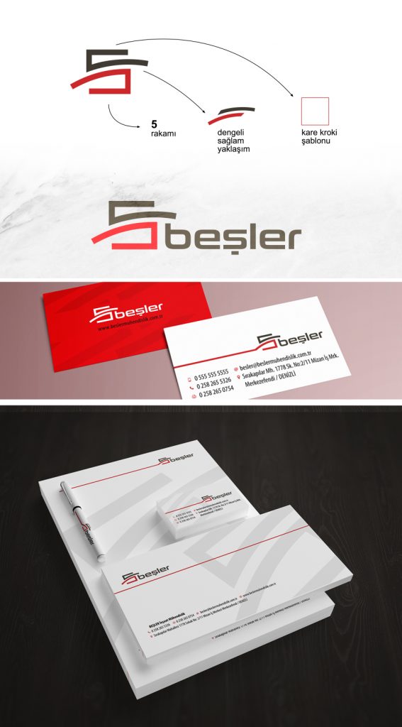 beşler inşaat 5 logo tasarımı inşaat logosu kurumsal kimlik tasarımı