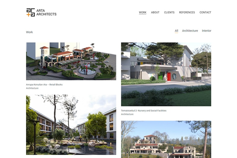 Arta Mimarlık web sitesi