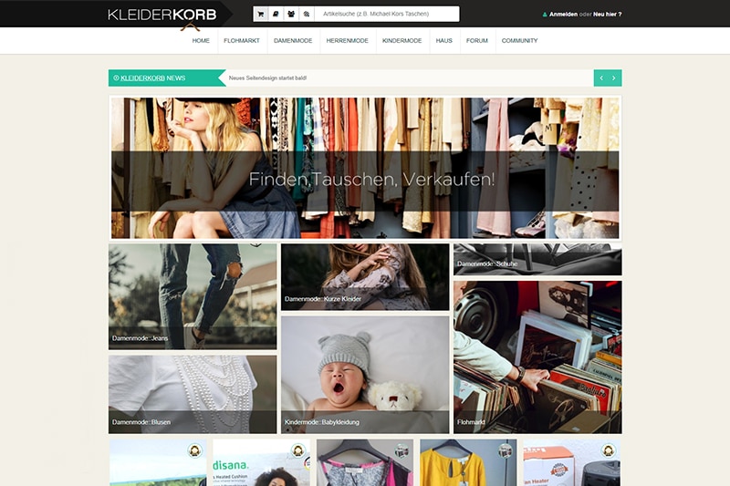 kleiderkorb web sitesi tasarımı