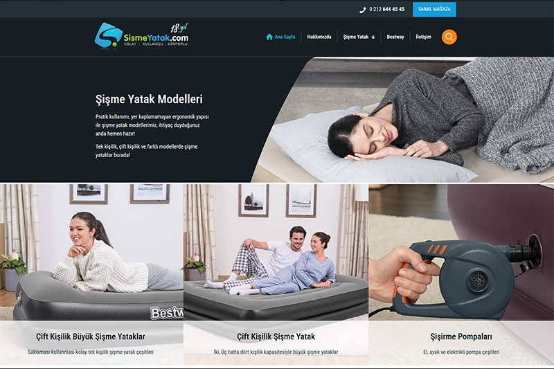 şişme yatak ürün tanıtım sitesi